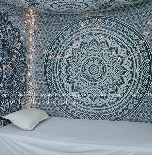 Popular Handicrafts Wandteppiche Hippie Mandala Wandteppich Mandala Wandbehang Ombre Mandala Wandteppich Boho Wandteppich Grau von Popular Handicrafts