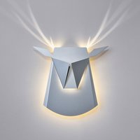 Silber Aluminium Hirschkopf Led Leuchte von PopupLightingDesigns