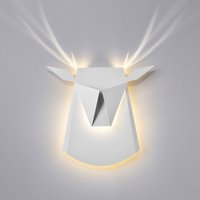 Weiße Aluminium Hirschkopf Led Licht Leuchte von PopupLightingDesigns