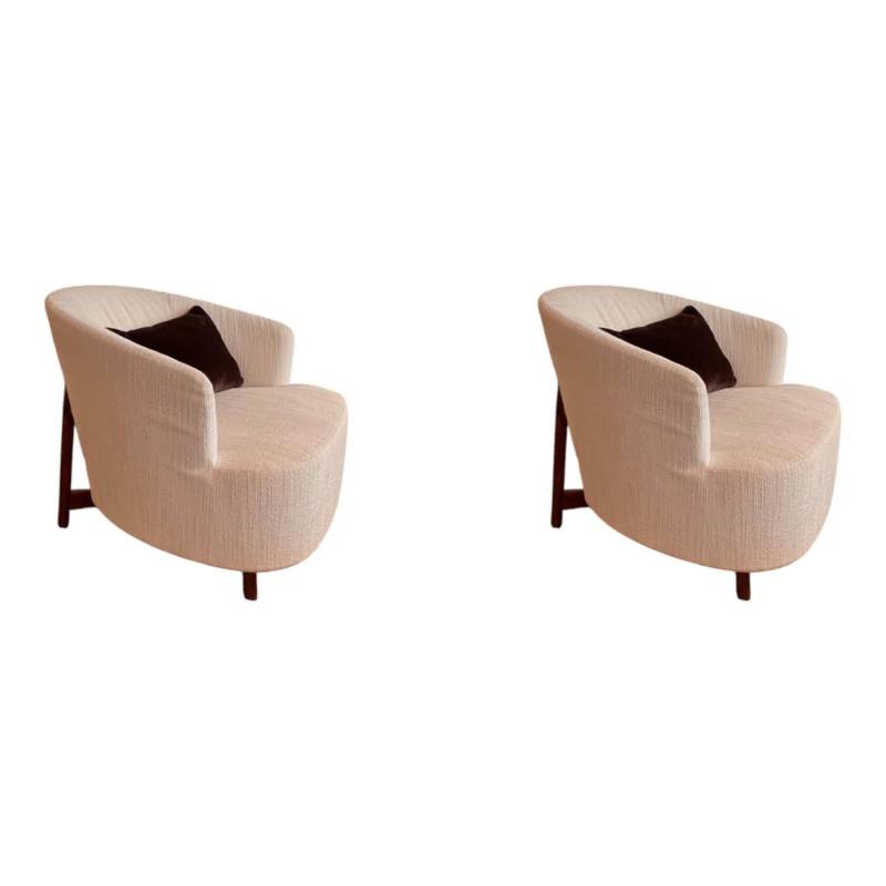 2er-Set Sessel Copiene Heller Stoff Beige Gestell Noce Canaletta Nussbaum von Porada