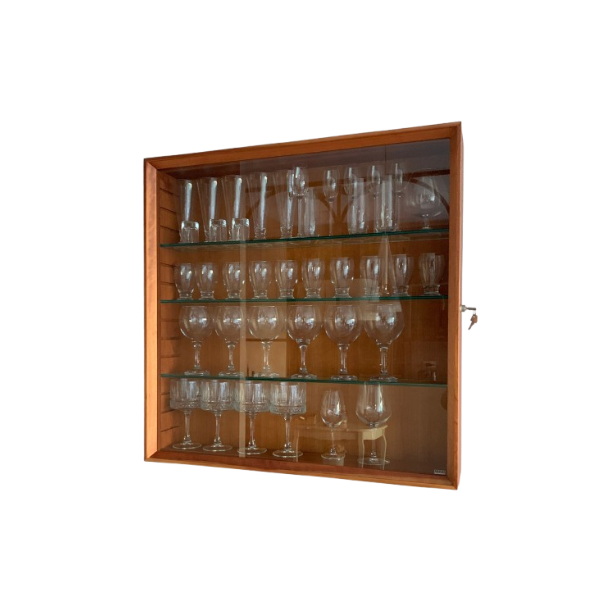 Vitrinenschrank aus Glas und massivem Kirschholz, Porada von Porada