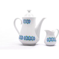 Vergissmeinnicht - Porzellan Kaffeekanne & Milchkanne Seltmann Weiden Bavaria Art Deco Blaue Blumen Made in Germany Vintage Aus Den 60Er Jahren von PorcelainHungary