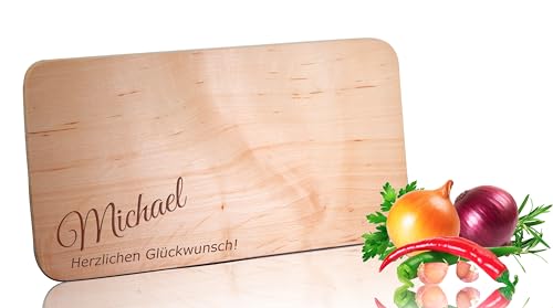 Personalisiertes Frühstücksbrettchen aus Buche 22x12cm - Küchenbrett Vesperbrett, Geburtstagsgeschenk, Vatertag, Muttertag, Geschenkidee für Frauen und Männer, Kinder von PorcelainSite Geschenkideen GmbH