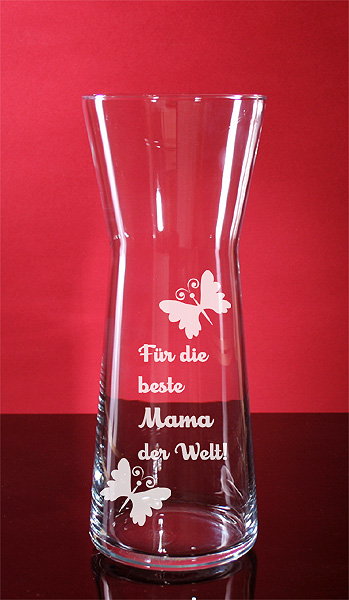Flower Vase 26cm konisch gravieren Gravur Geburtstag von PorcelainSite GmbH