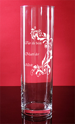 Flower Vase 30cm zylindrisch Gravur Geburtstag von PorcelainSite GmbH