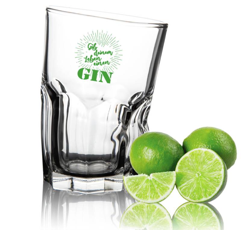 Gin Tonic Glas SCHRÄG Gib deinem Leben einen Gin - lustiges Gin-Glas 35cl bedruckt - Geburtstagsgeschenk von PorcelainSite GmbH