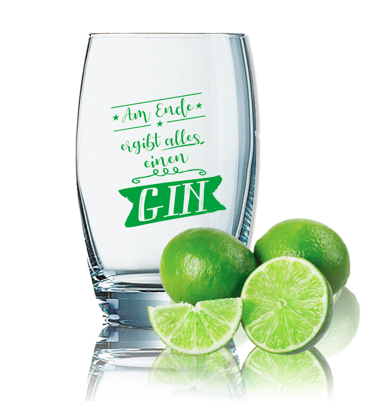 Gin Tonic Glas mit Spruch Lange Rede kurzer GIN - lustiges Ginglas 35cl bedruckt - Geburtstagsgeschenk von PorcelainSite GmbH