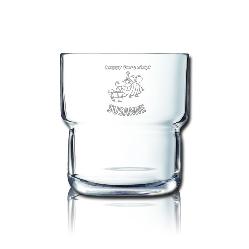 Longdrinkglas Kinderglas Saftglas Wasserglas "Log" 27cl mit Gravur Geburtstag stapelbar von PorcelainSite GmbH