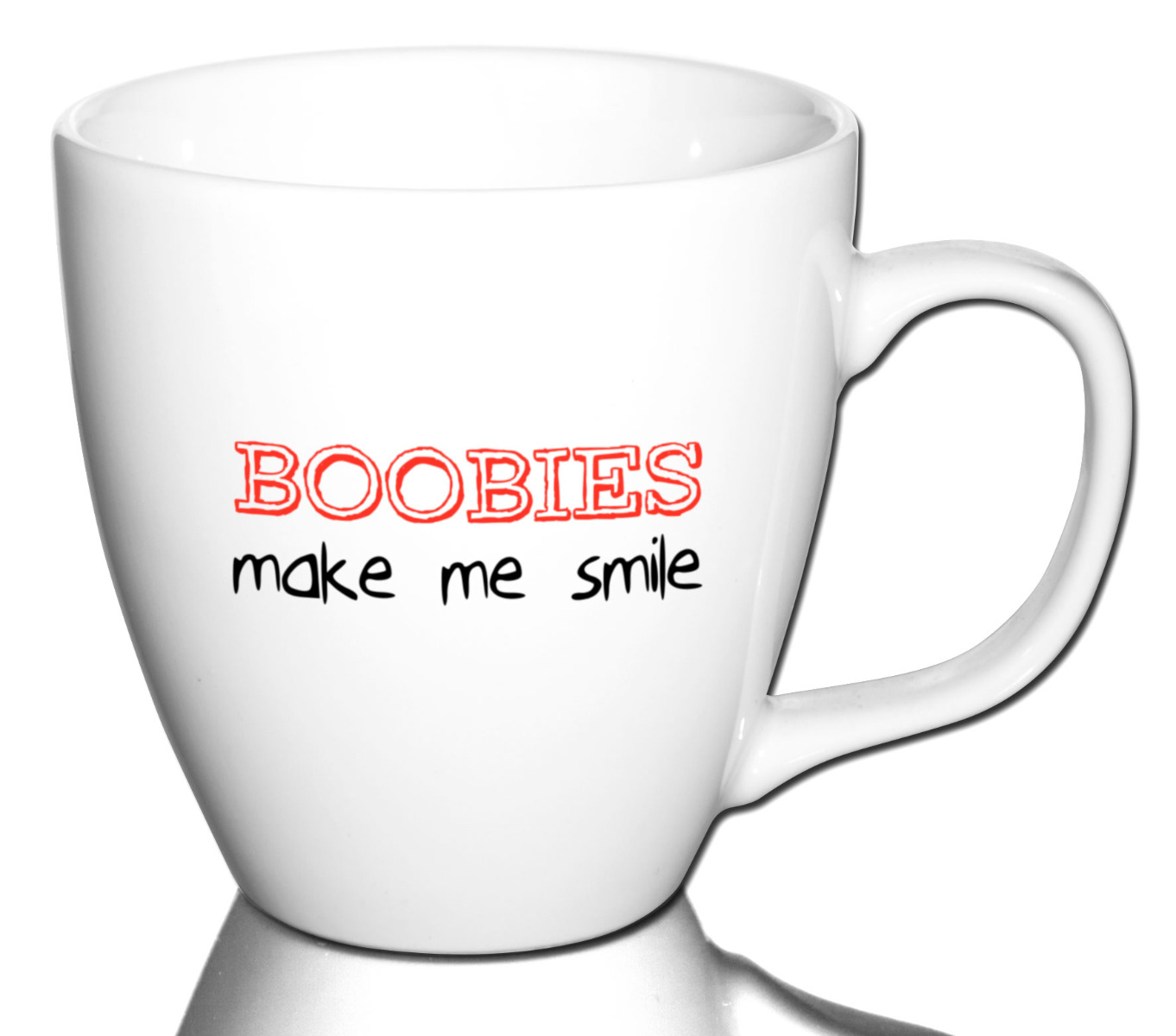 Lustige Kaffeetasse Bürotasse Tasse mit Spruch  - Dekor: Boobies make me smile von PorcelainSite GmbH