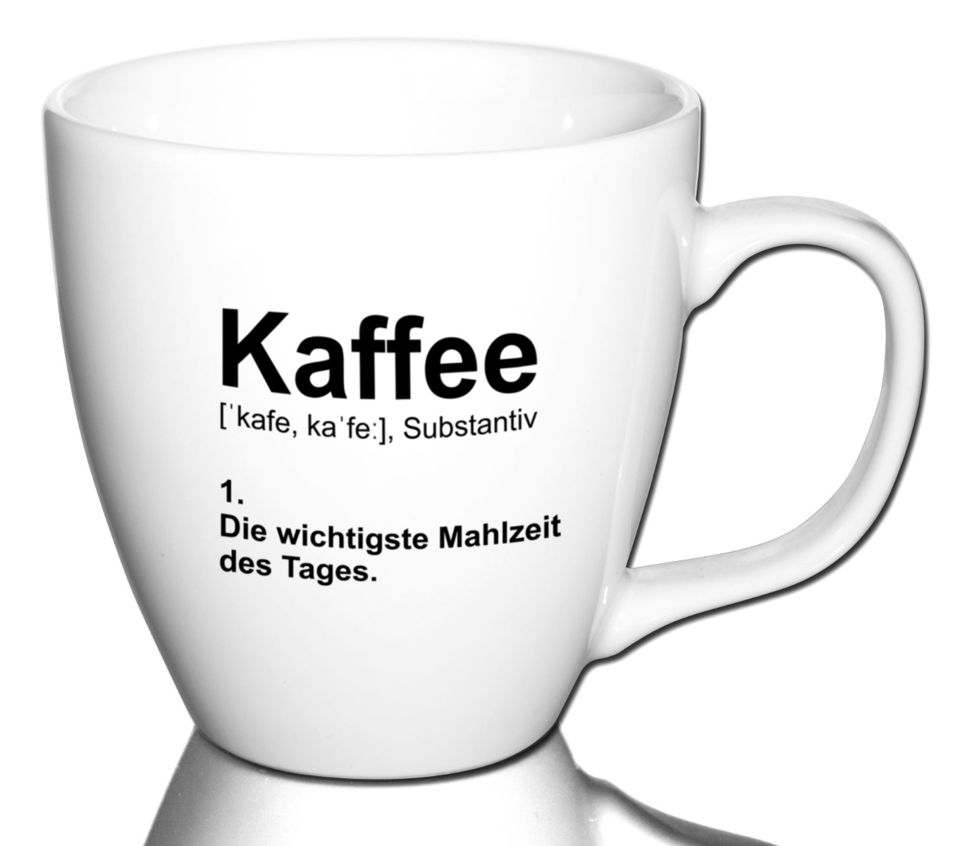 Lustige Kaffeetasse Bürotasse Tasse mit Spruch  - Dekor: Kaffee - die wichtigste Mahlzeit des Tages von PorcelainSite GmbH