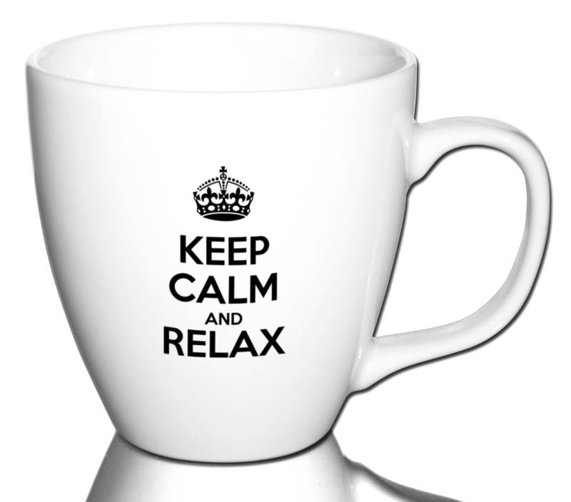 Lustige Kaffeetasse Bürotasse Tasse mit Spruch  - Dekor: Keep Calm and Relax von PorcelainSite GmbH