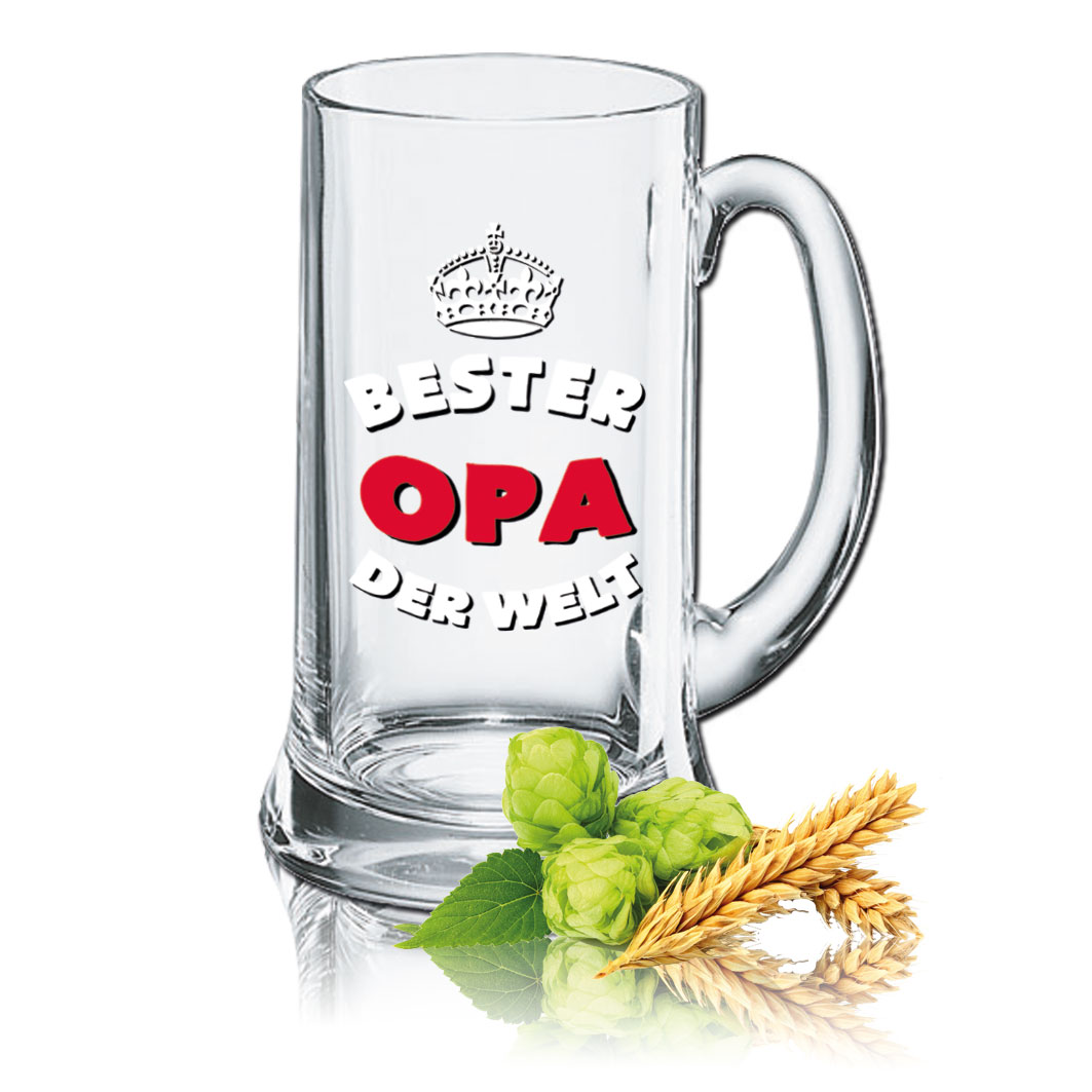 Lustiges Bierglas Bierkrug Icon 0,5L - Dekor: Bester Opa der Welt von PorcelainSite GmbH