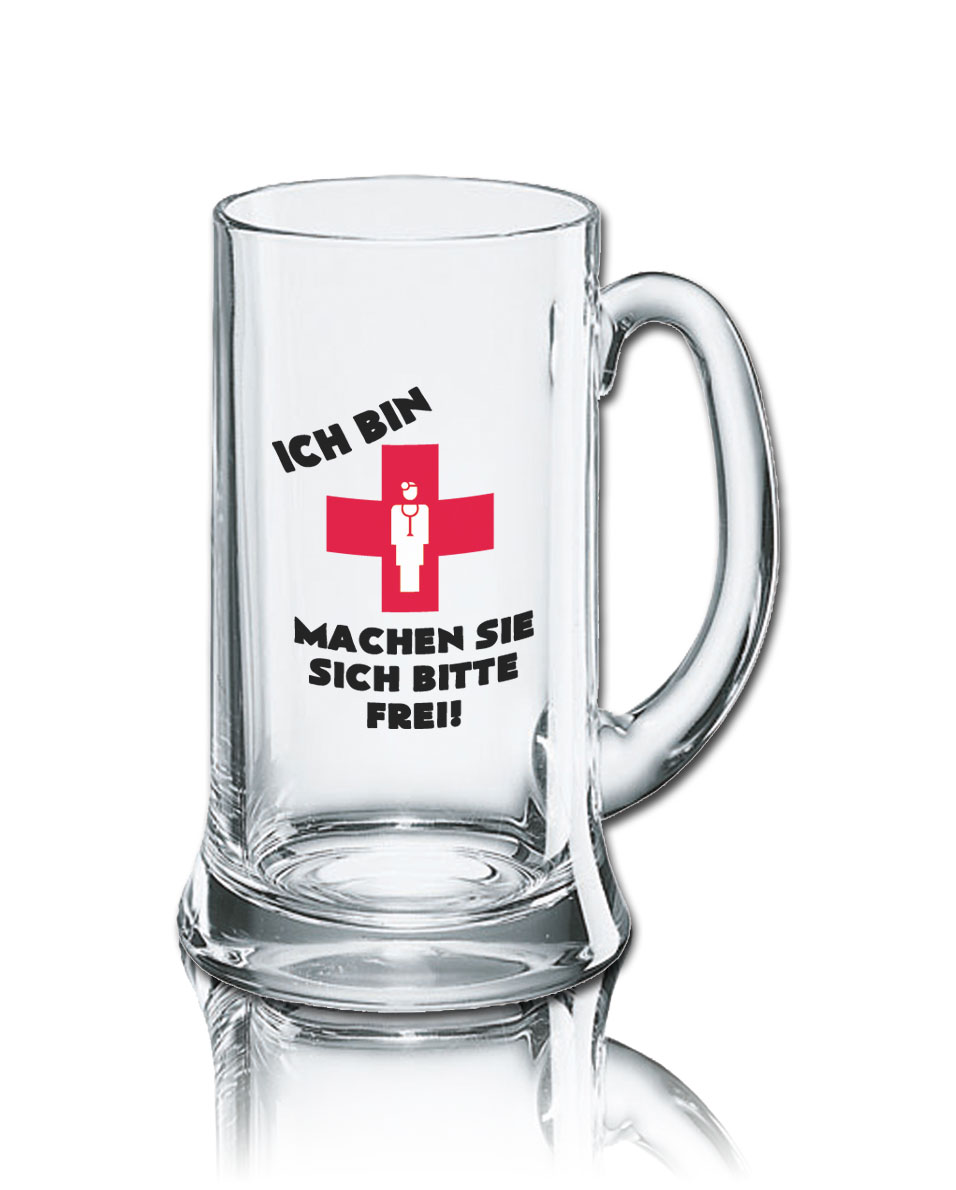 Lustiges Bierglas Bierkrug Icon 0,5L - Dekor: Ich bin - ARZT - machen Sie sich bitte frei! von PorcelainSite GmbH