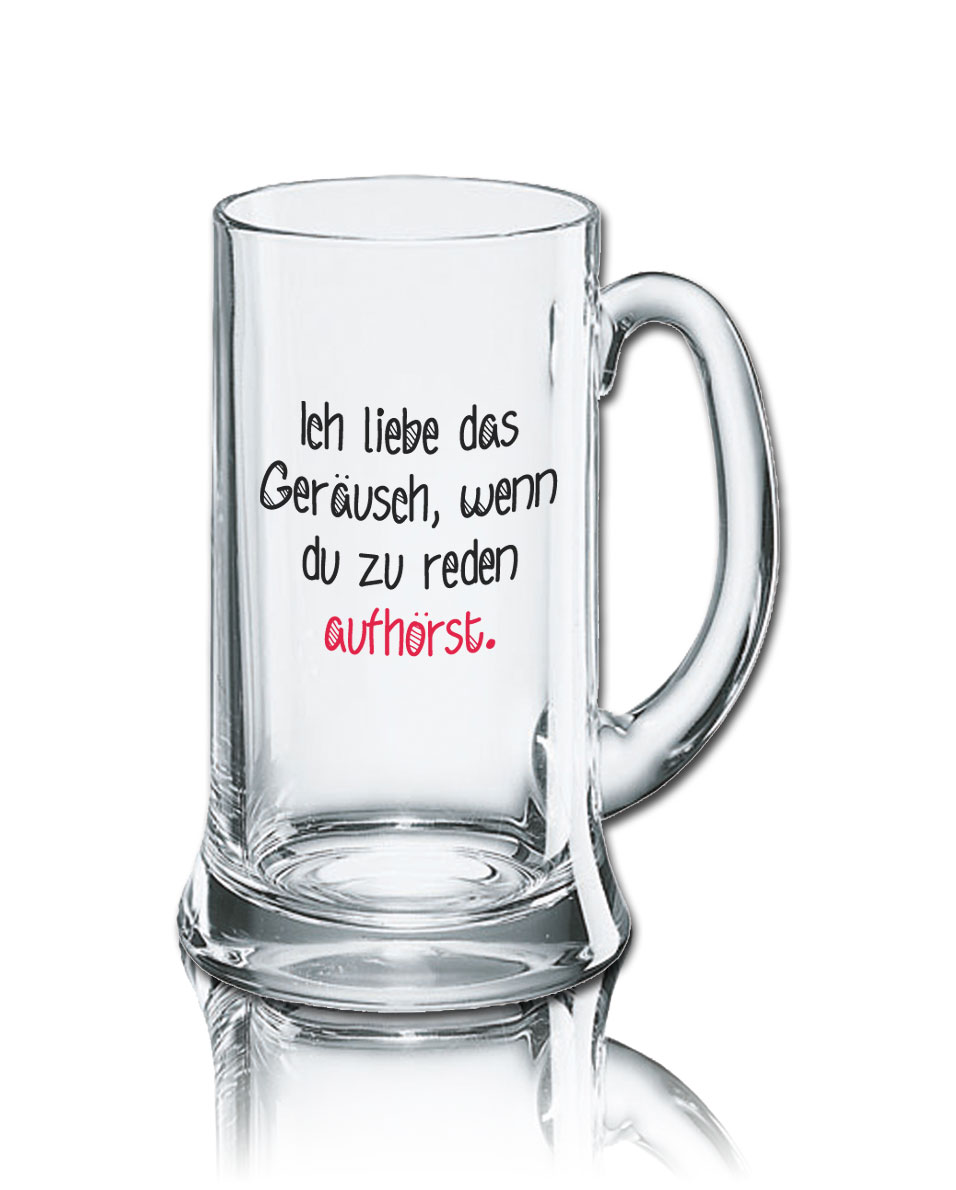 Lustiges Bierglas Bierkrug Icon 0,5L - Dekor: Ich liebe das Geräusch, wenn du zu reden aufhörst. von PorcelainSite GmbH