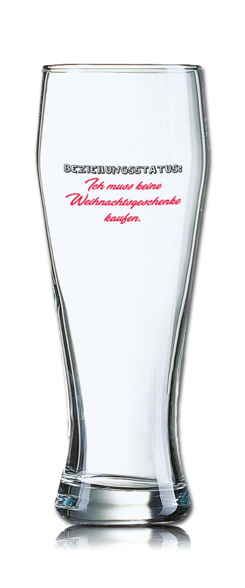 Lustiges Bierglas Weizenbierglas Bayern 0,5L - BEZIEHUNGSSTATUS: Ich muss keine Weihnachtsgeschenke kaufen. von PorcelainSite GmbH