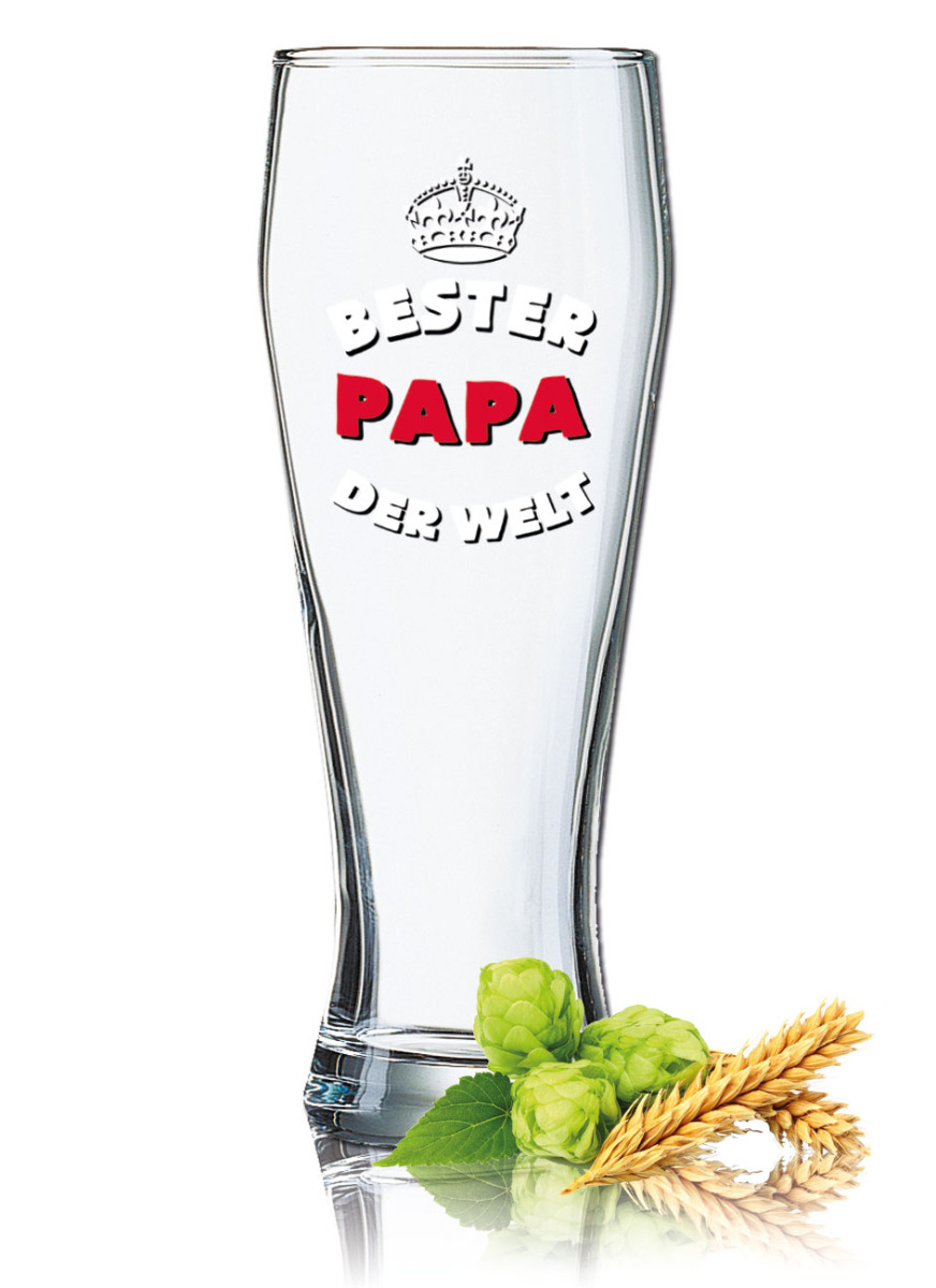 Lustiges Bierglas Weizenbierglas Bayern 0,5L - Bester Papa der Welt von PorcelainSite GmbH