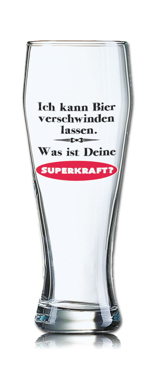 Lustiges Bierglas Weizenbierglas Bayern 0,5L - Ich kann Bier verschwinden lassen. Was ist Deine SUPERKRAFT? von PorcelainSite GmbH