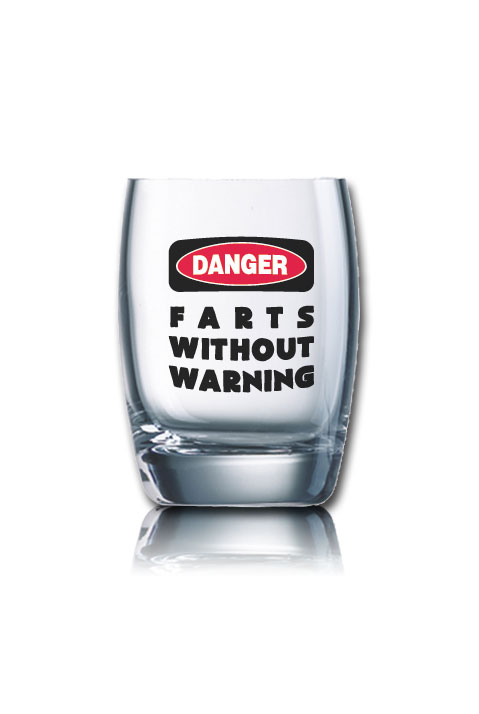 Lustiges Schnapsglas Salto 60 ml - DANGER - FARTS WITHOUT WARNING von PorcelainSite GmbH