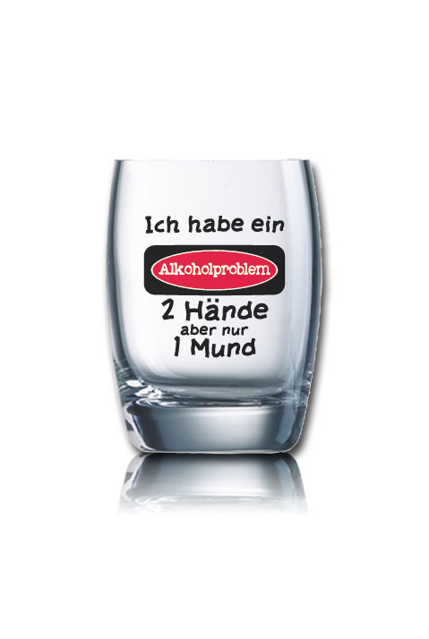 Lustiges Schnapsglas Salto 60 ml - Ich habe ein ALKOHOLPROBLEM 2 Hände aber nur 1 Mund von PorcelainSite GmbH