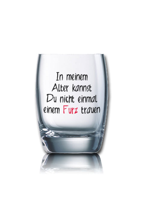 Lustiges Schnapsglas Salto 60 ml - In meinem Alter kannst Du nicht einmal einem Furz trauen. von PorcelainSite GmbH