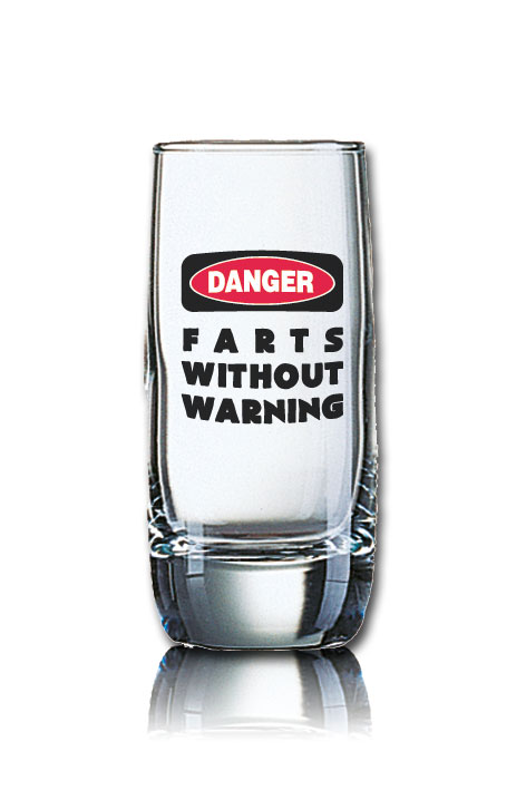 Lustiges Schnapsglas Vigne 60 ml - DANGER - FARTS WITHOUT WARNING von PorcelainSite GmbH
