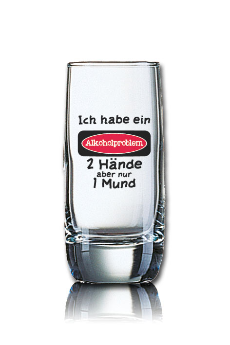 Lustiges Schnapsglas Vigne 60 ml - Ich habe ein ALKOHOLPROBLEM 2 Hände aber nur 1 Mund von PorcelainSite GmbH