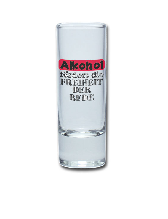 Lustiges Schnapsglas Wodkastange 65 ml - ALKOHOL fördert die FREIHEIT DER REDE von PorcelainSite GmbH