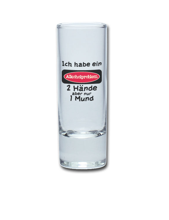 Lustiges Schnapsglas Wodkastange 65 ml - Ich habe ein ALKOHOLPROBLEM 2 Hände aber nur 1 Mund von PorcelainSite GmbH