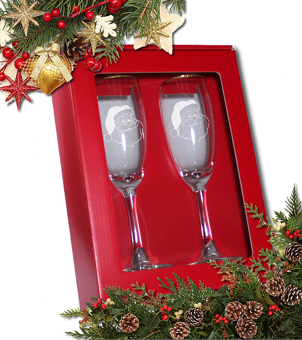 Weihnachten Geschenkset 2x Sektglas Claret im Geschenkkarton von PorcelainSite GmbH