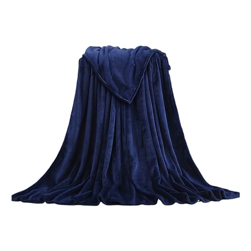 Porceosy Plüschdecke, Zusatzdecke, Decke aus Polyesterfaser, weich, leicht, luxuriös, einfarbig, pflegeleicht, hypoallergen, Schlafdecke Navy blau von Porceosy