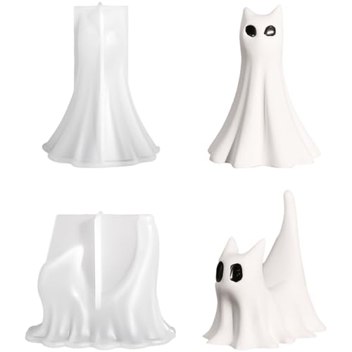 2pcs Geisterform, niedliche Nicht -Stick -Geisterkatze Halloween Silikonformen wiederverwendbar, Halloween Partydekorationen für Kuchendekor Seifen Gipsum 2pcs Geisterform, niedliche Nicht -Stick -Geisterkatze Halloween Silikonformen wiederverwendbar, Halloween Partydekorationen für Kuchendekor Seifen Gipsum von Porgeel