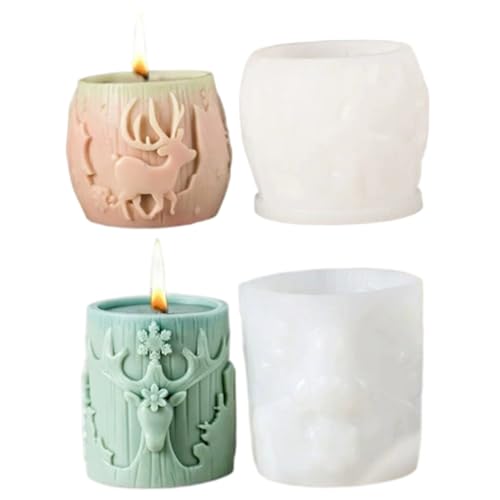 2pcs Weihnachtskerzenformen 3D -Säule geschnitzte Elch -Silikonformen für Kerzen für handgefertigte Seife DIY Craft Home Decor 2pcs Weihnachtskerzenformen 3D -Säule geschnitzte Elch -Silikonformen für Kerzen für handgefertigte Seife DIY Craft Home Decor von Porgeel