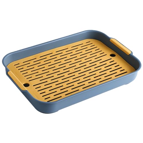 Kaninchenstrauder Tablett 2 Tier Rabbit Müllbox Rechteckige Hasen -Haustier -Toilette 9.7x14.4x2 '' Meerschweinchen -Tablett Töpfchentrainer Forbunny Frettchen Hamster Hedgehog Blau L. von Porgeel