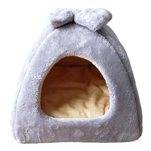 Katze Höhle weich warm 14x14 Katzenhaus mit abnehmbarem Bugfaltfaltblatt waschbares Kätzchenbett für Katzen kleine Hunde von Porgeel