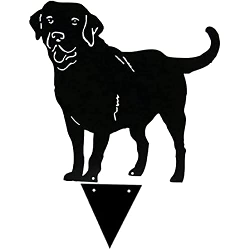 Metal Dog Stake Statue Garten Rasen schwarzer Labrador Silhouette Dekoration Tier Skulptur Outdoor -Dekor Yard Schild für Garten Terrasse Hinterhof -Weg, 38x37 cm (schwarz) von Porgeel