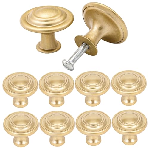 Porgeel 10pcs Schrankknöpfe, Matt Gold Vintage Kommodenknöpfe runde Plastikmöbel ziehen für Schränke Kommode Schränke von Porgeel