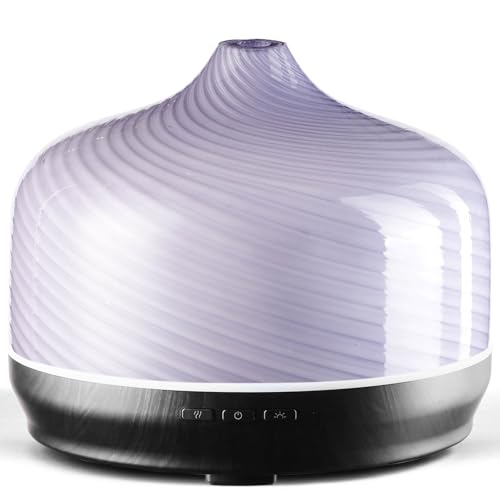 Porseme 500ml Aroma Diffuser,Handgeblasen Glas Diffuser für Ätherische Öle, Luftbefeuchter Ultraschall Cool Mist Leise,7 Arten LED Lichtfarben,Letzte 15-21 Stunden BPA Frei für Wohnung (Pure Purple) von Porseme