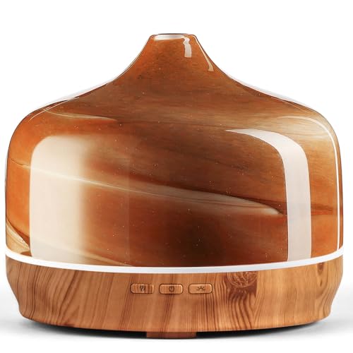 Porseme 500ml Aroma Diffuser Glas,Handgeblasen Diffuser für ätherische öle,Großer Luftbefeuchter Ultraschall Cool Mist Leise,7 Farbwechselnde LEDs Letzte 15-21 Stunden,BPA Frei für Wohnung Elegantes von Porseme