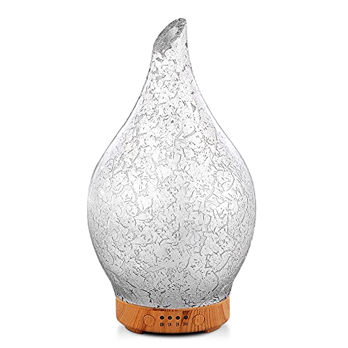 Porseme Aroma Diffuser Glas,100ml Handgeblasen Luftbefeuchter Ultraschall Cool Mist Leise,7 farbwechselnde LEDs,Letzte 4 Stunden,Raumbefeuchter Mit Timer,BPA Frei für Wohnung Yoga SPA… von Porseme