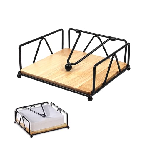 Porssaut Quadratischer Serviettenhalterspender, Serviettenhalter für den Tisch Serviettenhalter aus Metall Diversifizierter flacher Halter mit beschwertem Arm Rustikaler Seidenpapierspender von Porssaut