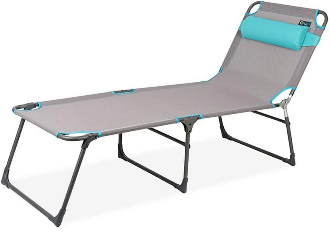 Portal Outdoor Campingliege Ava blue Klappliege Sonnenliege Dreibeinliege Strandliege Gartenliege (Liege inkl. Kopfkissen) klappbar wetterfest pflegeleicht 120kg Tragkraft von Portal Outdoor