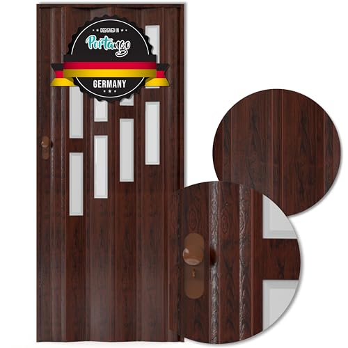 Portango Falttür Nussbaum aus Kunststoff I Innen & Außen Komplettset I Faltbare Schiebetür Kratzfest und pflegeleicht mit Fenster I anpassbare Breite der Falttüren I Modell PT-14 Mambo (Nussbaum) Portango Falttür Nussbaum aus Kunststoff I Innen & Außen Komplettset I Faltbare Schiebetür Kratzfest und pflegeleicht mit Fenster I anpassbare Breite der Falttüren I Modell PT-14 Mambo (Nussbaum) von Portango