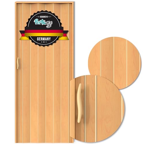 Portango Falttür Buche in Holz Optik aus PVC Kunststoff für Innen & Außen Komplettset I faltbare Schiebetür kratzfest und pflegeleicht I anpassbare Breite der Falttüren I Modell PT-3 Rumba von Portango