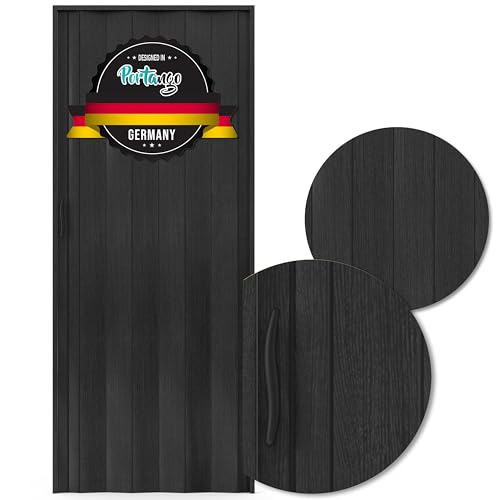Portango Falttür schwarz in Holz Optik aus PVC Kunststoff für Innen & Außen Komplettset I faltbare Schiebetür kratzfest und pflegeleicht I anpassbare Breite der Falttüren I Modell PT-3 Rumba Portango Falttür schwarz in Holz Optik aus PVC Kunststoff für Innen & Außen Komplettset I faltbare Schiebetür kratzfest und pflegeleicht I anpassbare Breite der Falttüren I Modell PT-3 Rumba von Portango