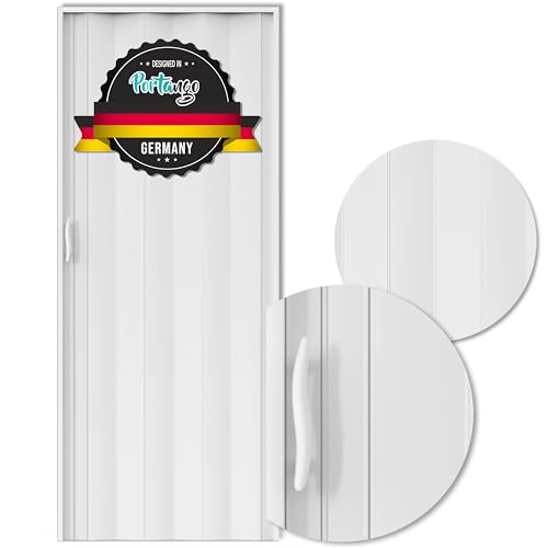Portango Falttür weiß aus PVC Kunststoff für Innen & Außen Komplettset I faltbare Schiebetür kratzfest und pflegeleicht I anpassbare Breite der Falttüren I Modell PT-3 Rumba Portango Falttür weiß aus PVC Kunststoff für Innen & Außen Komplettset I faltbare Schiebetür kratzfest und pflegeleicht I anpassbare Breite der Falttüren I Modell PT-3 Rumba von Portango