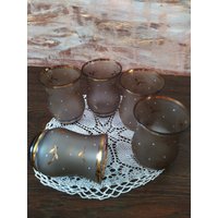 Gläser Set/Vintage Sandgestrahltes Glas/Deutschland Set/5 von PorteDuSoleil