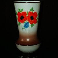 Glasvase/Vintage Hand Malerei Einzigartige Glasvase/Milchglas 35S von PorteDuSoleil