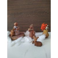 Set Keramikfiguren/Rehkitz Und Vase/Vintage Keramik von PorteDuSoleil