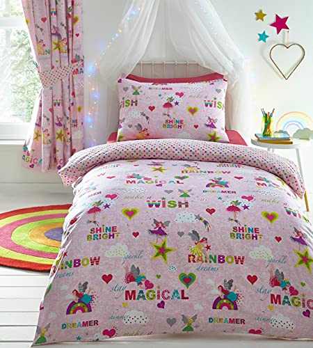 Portfolio Kids Club Kids Club Rainbow Fairies Bettwäsche-Set für Einzelbett, Wendebettwäsche, Blush von Portfolio Kids Club