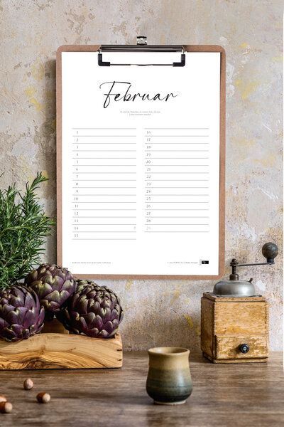 Portia by Callidus Designs 12 Monatskalender mit / ohne Klemmbrett in DIN A4 als immerwährender Kalender Portia by Callidus Designs 12 Monatskalender mit / ohne Klemmbrett in DIN A4 als immerwährender Kalender von Portia by Callidus Designs